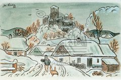 Zřícenina hradu v zimě 1940