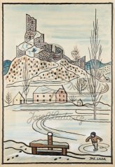 Bruslař na rybníce, kolem 1927