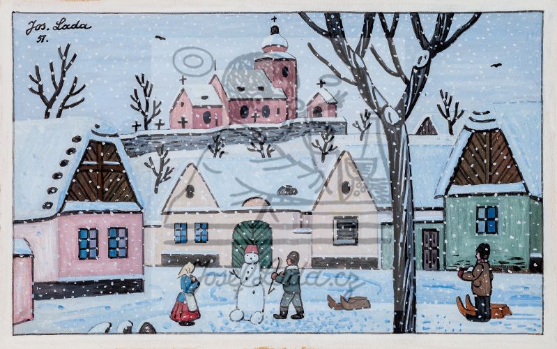 Stavění sněhuláka 1951