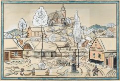 Klouzačka na návsi 1930