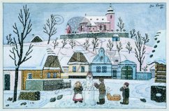 Stavění sněhuláka 1950