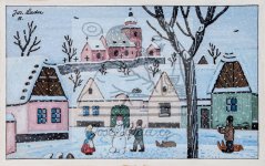 Stavění sněhuláka 1951