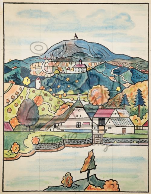 Triptych s českou krajinou - střední část, kolem 1930