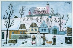 Stavění sněhuláka 1950
