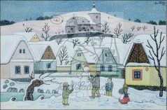 Stavění sněhuláka 1945