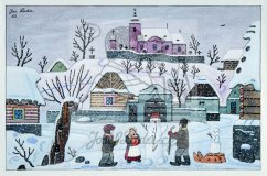 Stavění sněhuláka 1950