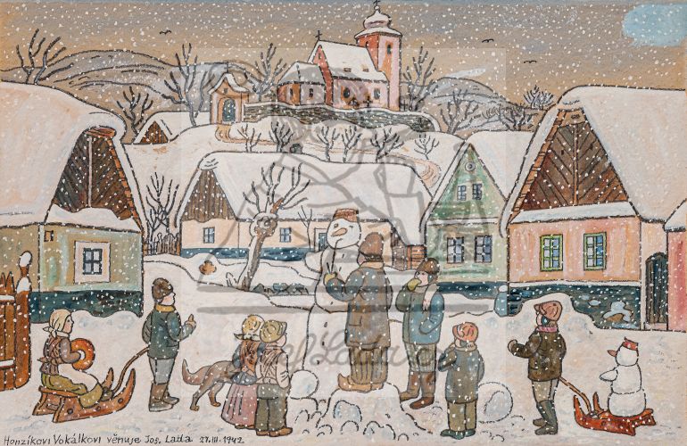 Stavění sněhuláka 1942