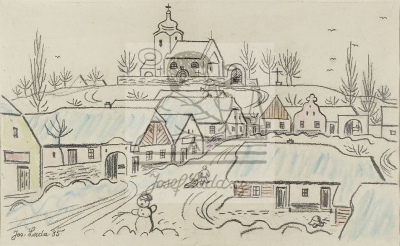 Sněhulák na návsi 1935