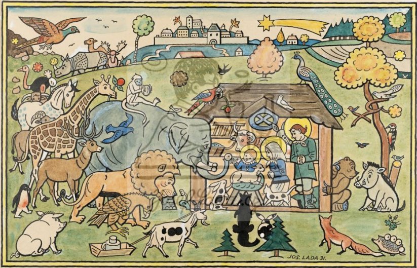 Zvířátka u jesliček 1931