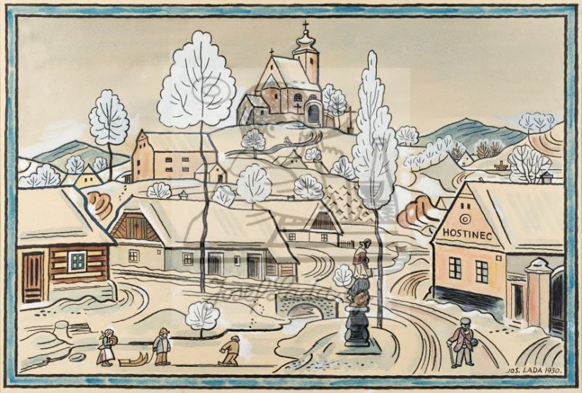 Klouzačka na návsi 1930