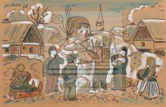 Stavění sněhuláka 1937