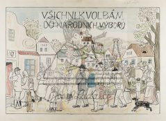 Všichni k volbám do národních výborů, návrh k plakátu 50. léta