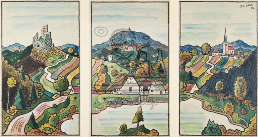 Triptych s českou krajinou 1929
