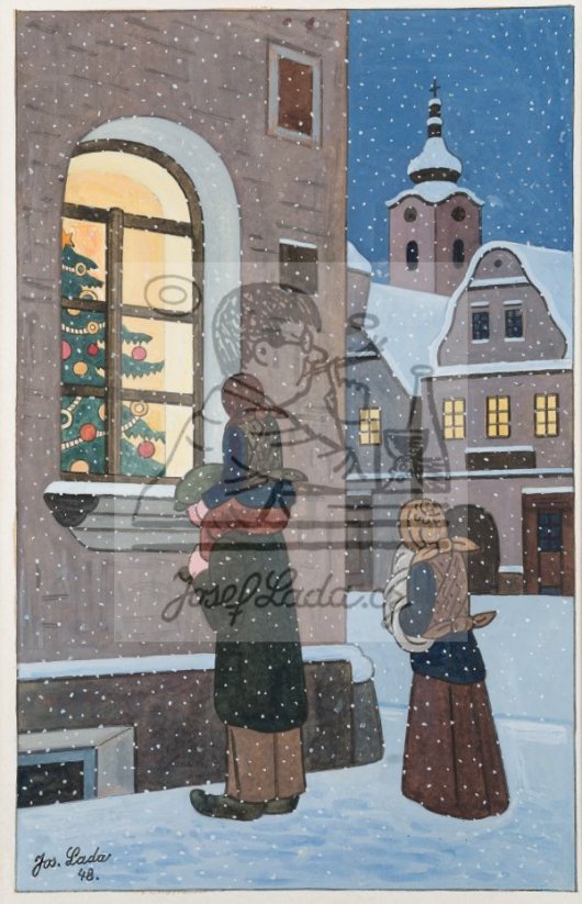 Okno se stromkem - chudí lidé 1945