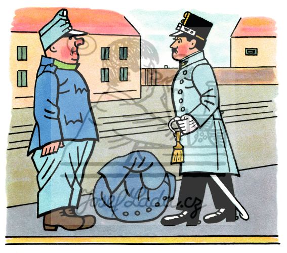 Osudy dobého vojáka Švejka - Švejk s Lukášem na nádraží 1953-4