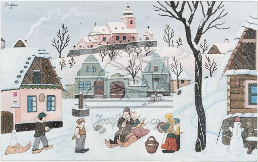 Sáňkující děti 1952