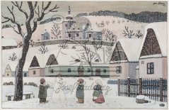 Sněhulák na návsi 1945
