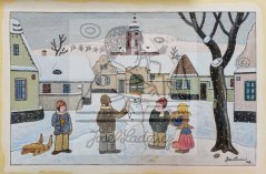 Stavění sněhuláka 1948