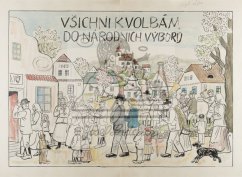 Všichni k volbám do národních výborů, návrh k plakátu 50. léta