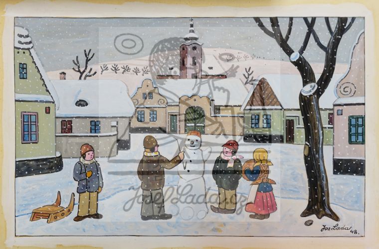 Stavění sněhuláka 1948