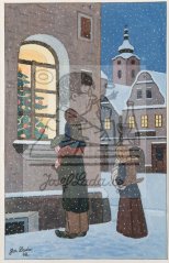 Okno se stromkem - chudí lidé 1945