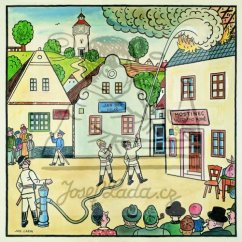 Bez vody není života 1937 - Hydrant prostřed návsi zrovna - lepší je než pojišťovna.