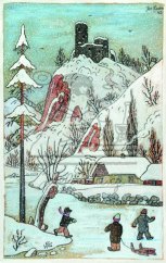 Zřícenina hradu v zimě 1942