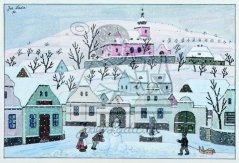 Děti na návsi v zimě 1950