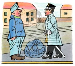 Osudy dobého vojáka Švejka - Švejk s Lukášem na nádraží 1953-4