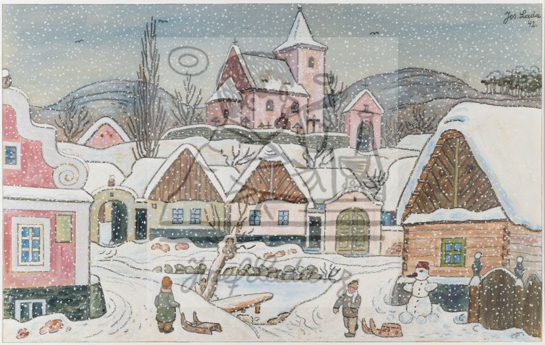 Zasněžená náves 1942
