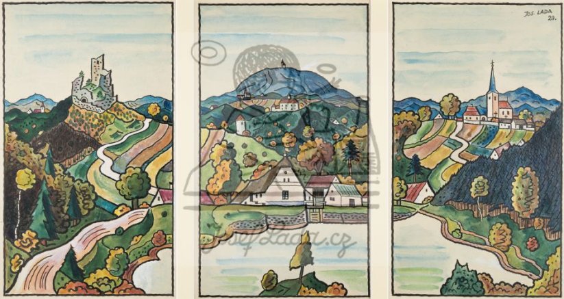 Triptych s českou krajinou 1929