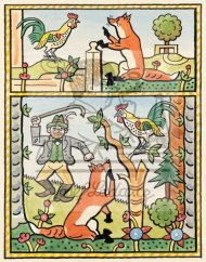 Ezopské bajky - O lišce a chytrém kohoutovi 1931