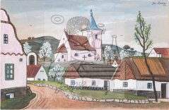 Náves s kostelíkem 1944